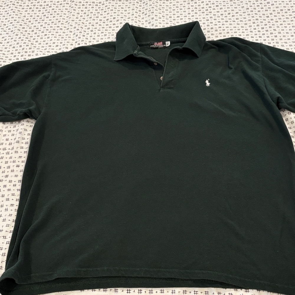 Vintage Polo Jeans Ralph Lauren Men’s polo shirt, dark green, cotton, size XL